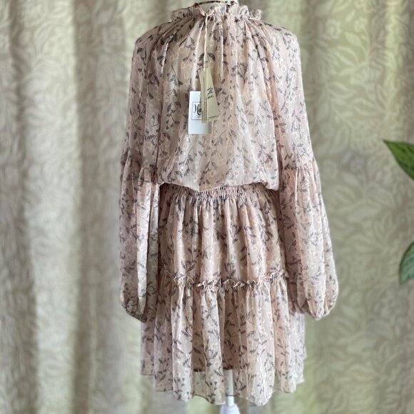 NWT LOVESTITCH Chiffon Peasant Cottagecore Mini Dress - Picture 3 of 13